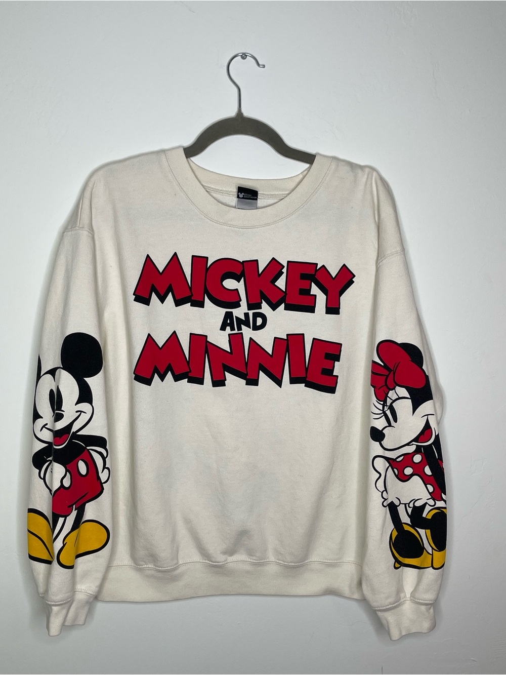 Disney Mickey and Minnie Graphic Sleeve Sweatshirt Juniors Large 11–13